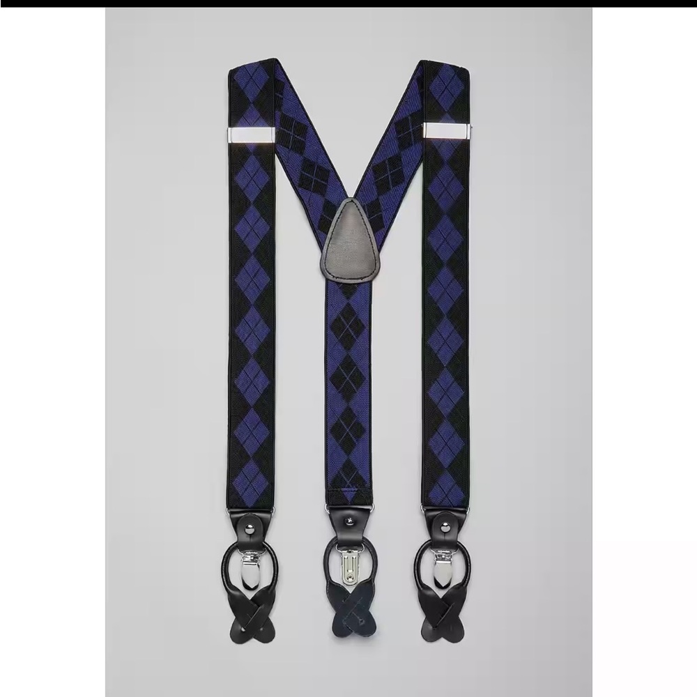 Jos. A. Bank Button-In & Clip Argyle Suspenders 2pck